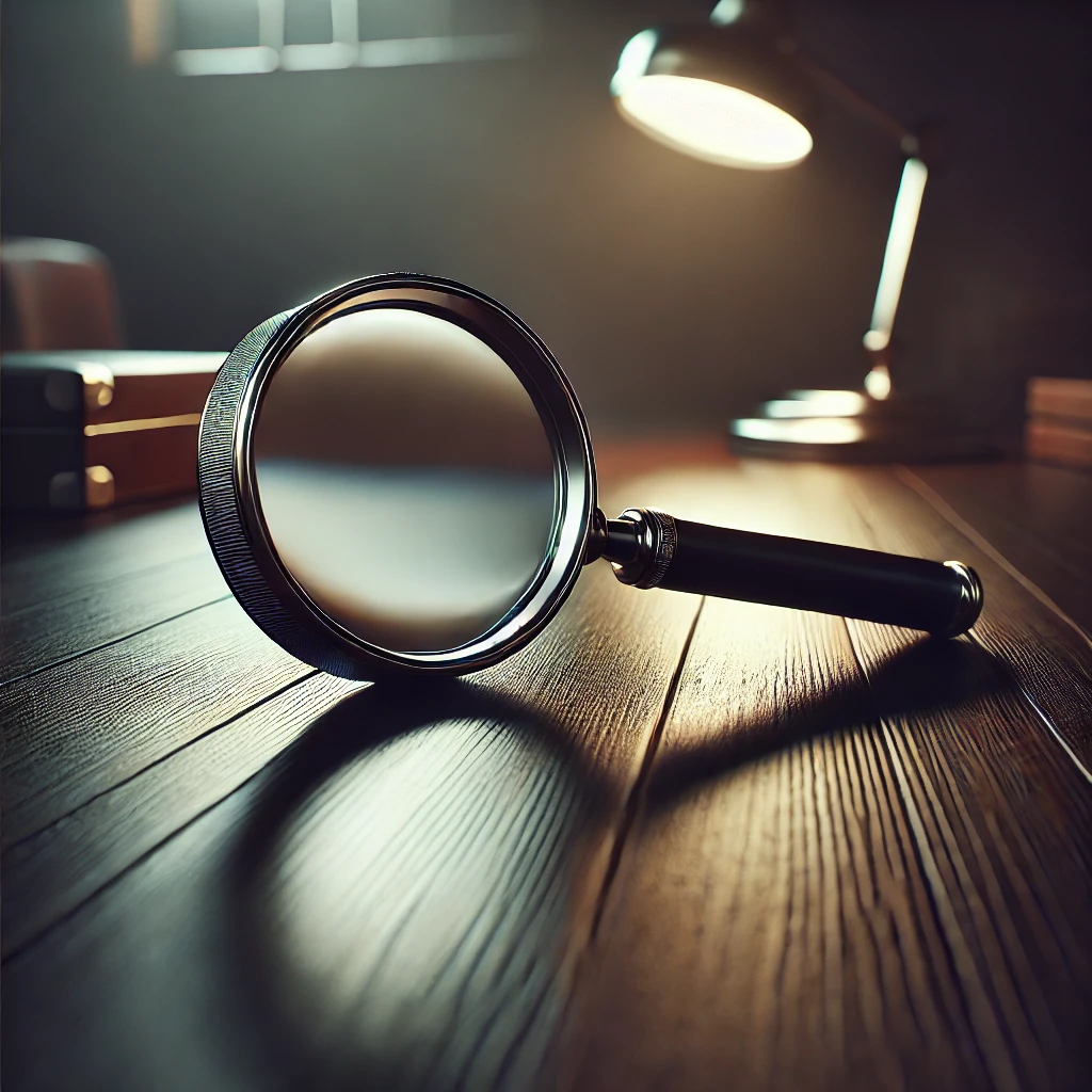 Stock image of a magnifying glass.